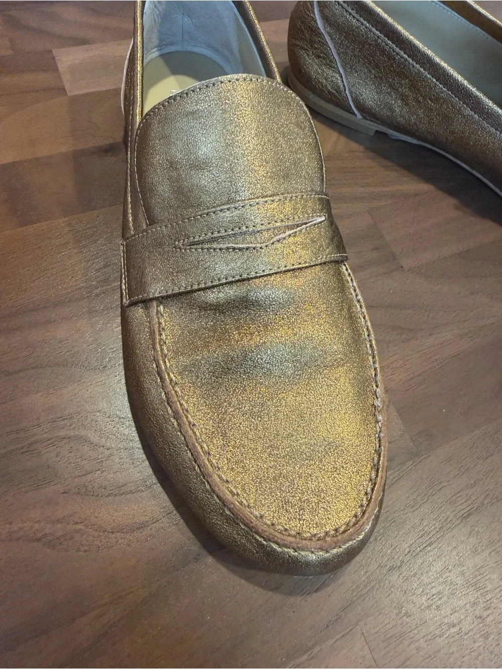 Metallic Jamie Haller Gold/Bronze Penny Loafers